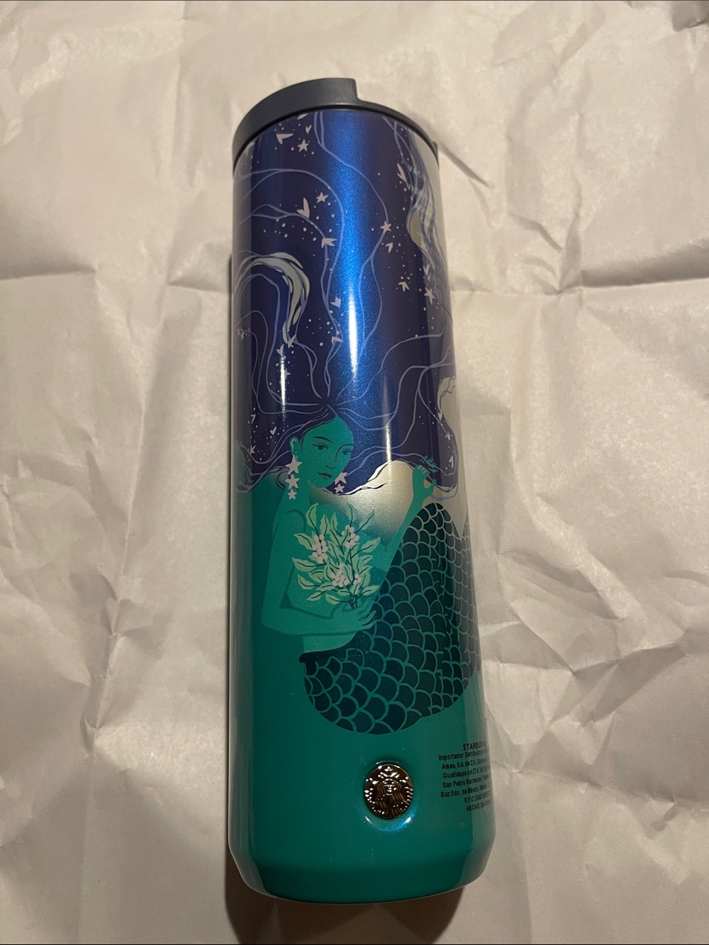 Starbucks LATAM Mermaid ANNIVERSARY THERMO – Teal & Metallic Blue